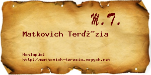 Matkovich Terézia névjegykártya